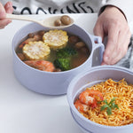 6-in-1 학생 즉석 라면 그릇 대나무 섬유 식당 커틀러리 세트, 베이지, 검정, 분홍, 파랑