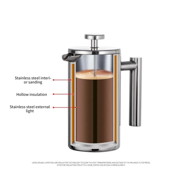 304 스테인리스 스틸 프렌치 프레셔 커피포트 수제 차 주전자, 350ml, 800ml, 1000ml