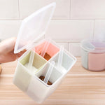 Household Kitchen Split Combined Fresh Box Three Grid Spice Box with Spoon, Round