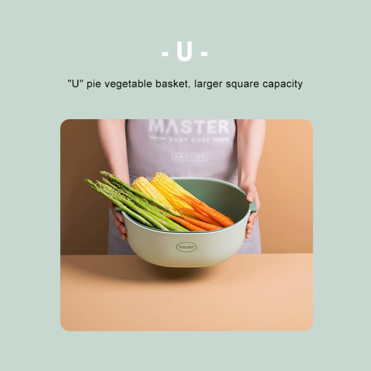 주방 쌀 팬 이중 접시 채소 배수 바구니 플라스틱 과일 바구니, U자형 연두색, U자형 진적색, U자형 연회색, O자형 연두색, O자형 진적색