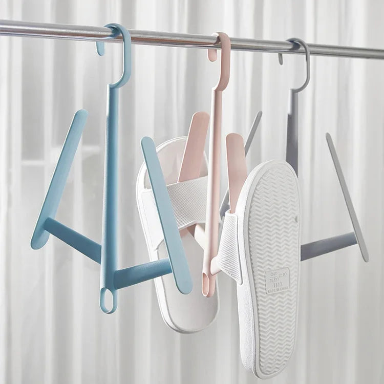 Multifunctional Outdoor Windproof Clothes Rack Balcony Shoe Rack Random Color