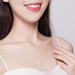 투명 낚시줄 목걸이 지르콘 펜던트 S925 스털링 실버 목걸이, SCN332