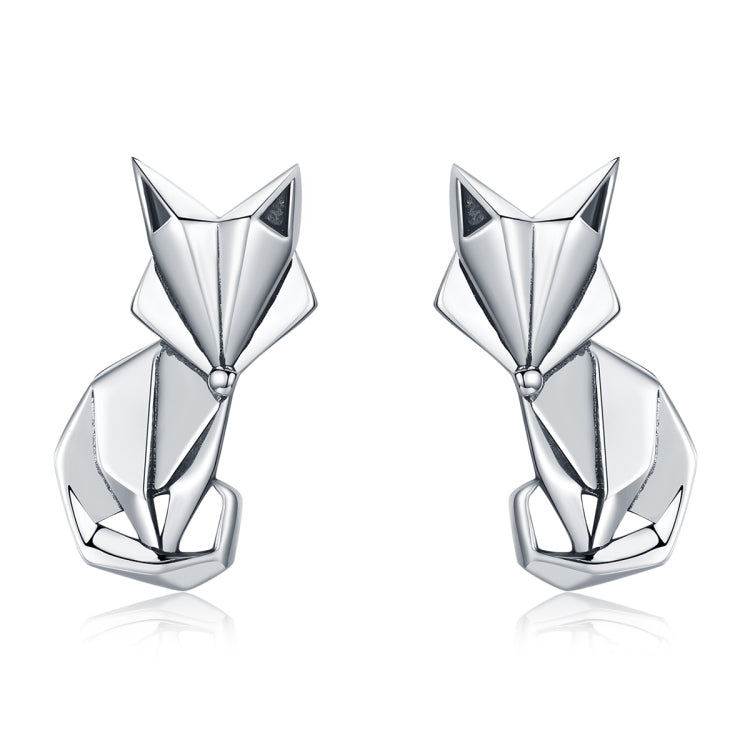 S925 Animal Earrings Jewelry Origami Fox Sterling Silver Girls Earrings, SCE526