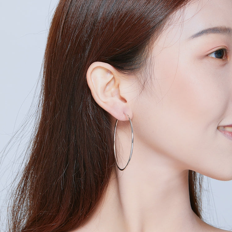 큰 원형 귀걸이 심플 플래티넘 도금 스털링 실버 S925 귀걸이, SCE711