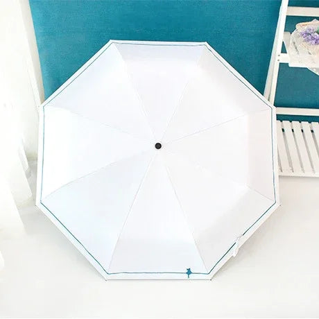 Small Fresh Forest Simple Sun and Rain Dual-use Sun Umbrella Sunscreen UV Protection Black Plastic Umbrella, Manual, Automatic