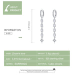 지르콘 귀걸이 롱 스털링 실버 S925 플래티넘 도금 귀걸이, SCE583
