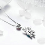 Cute Bear S925 Sterling Silver Rose Gold Plated Zircon Necklace, SCN271