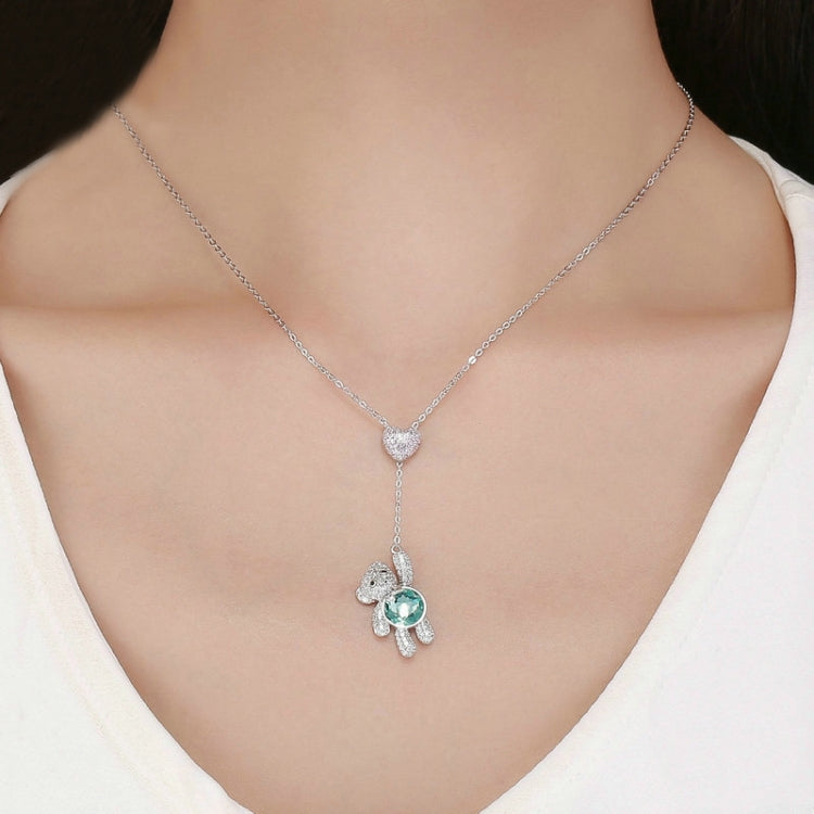 Cute Bear S925 Sterling Silver Rose Gold Plated Zircon Necklace, SCN271