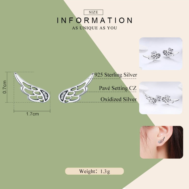 스털링 실버 날개 귀걸이 심플 S925 실버 스터드 귀걸이, 실버, 로즈 골드