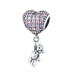 S925 Sterling Silver Bear Balloon Heart-shaped Inlaid Zirconium Diamond DIY Bead Bracelet Accessories, Bead