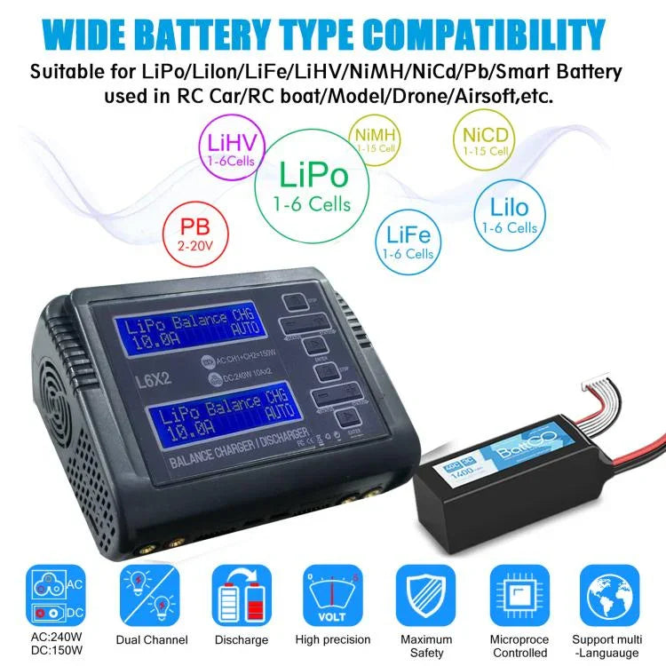 HTRC C240 밸런스 리튬 배터리 충전기 RC 비행기 장난감 충전기, EU 플러그