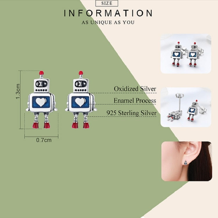 로봇 S925 스털링 실버 귀걸이 드리핑 오일 저자극 귀걸이, SCE477