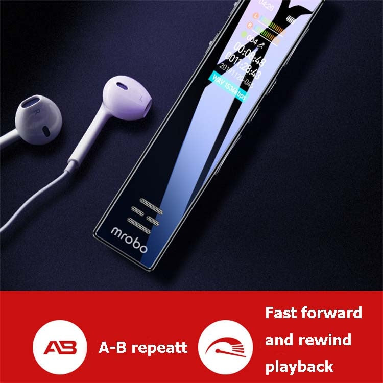 MROBO A10 전문 음성 녹음기 HD 노이즈 감소 학생용 MP3 컬러 스크린 플레이어, 8GB, 16GB