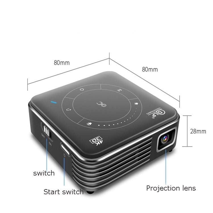 P11 854x480 DLP 미니 스마트 프로젝터 적외선 리모컨 포함, 안드로이드 9.0, 2GB+16GB, 2.4G/5G WiFi 지원, 블루투스, TF 카드