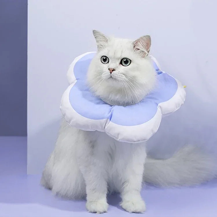 귀여운 꽃 모양 애완용 핥음 방지 목걸이, L, S, M