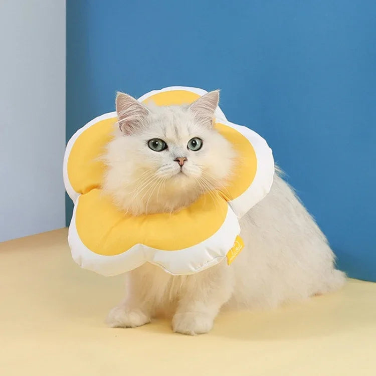 귀여운 꽃 모양 애완용 핥음 방지 목걸이, L, S, M