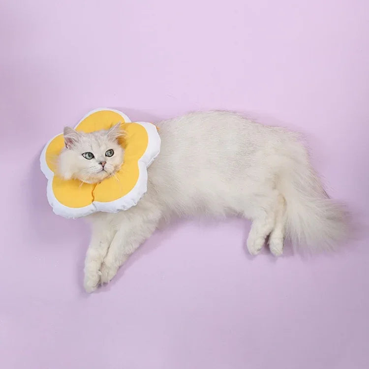 귀여운 꽃 모양 애완용 핥음 방지 목걸이, L, S, M