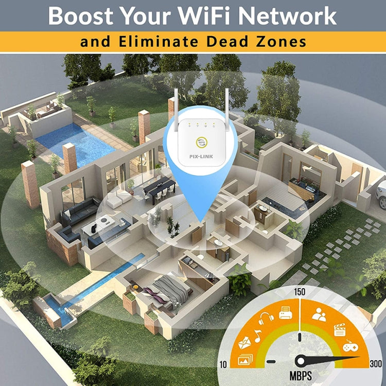 PIX-LINK WR22 300Mbps 와이파이 무선 신호 증폭 확장기, EU 플러그, 미국 플러그, 영국 플러그, 호주 플러그