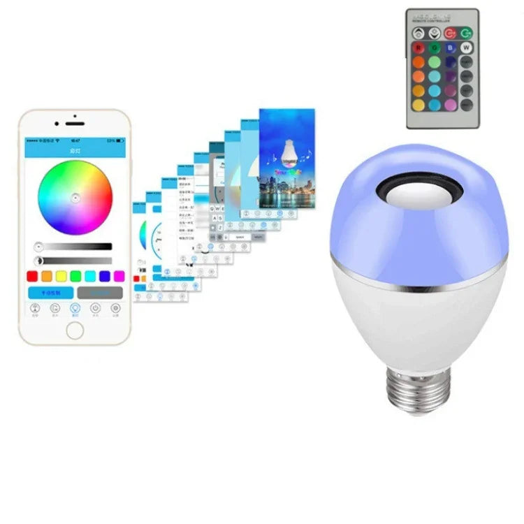 E27 LED 음악 전구 스마트 컬러 리모컨 기상등, 앱 다중 연결 음악 조명, 앱+리모컨 제어