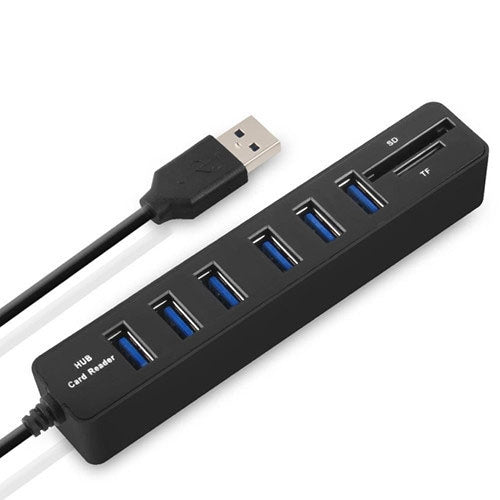 다중 USB 2.0 허브 USB 분배기 고속 6포트 TF SD 카드 리더기 포함