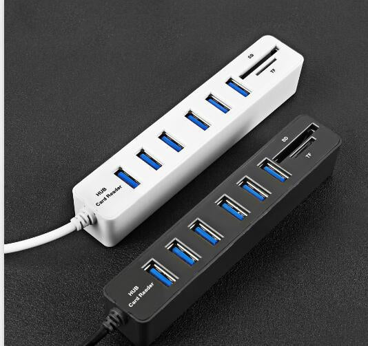 다중 USB 2.0 허브 USB 분배기 고속 6포트 TF SD 카드 리더기 포함