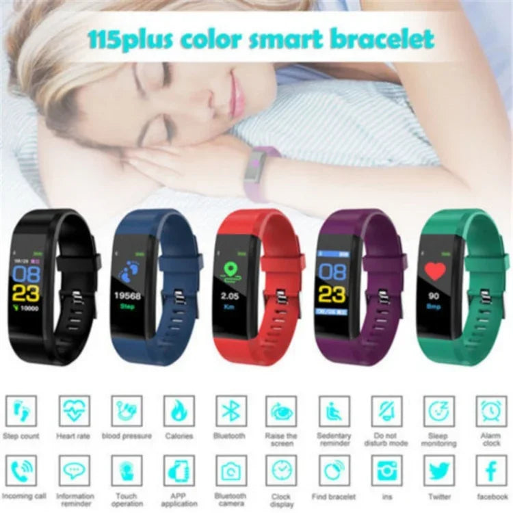 ID115 0.96인치 OLED 화면 스마트 시계 손목밴드 만보계 스포츠 피트니스 트래커 팔찌, ID115 블랙, ID115 레드, ID115 그린, ID115 퍼플, ID115 블루