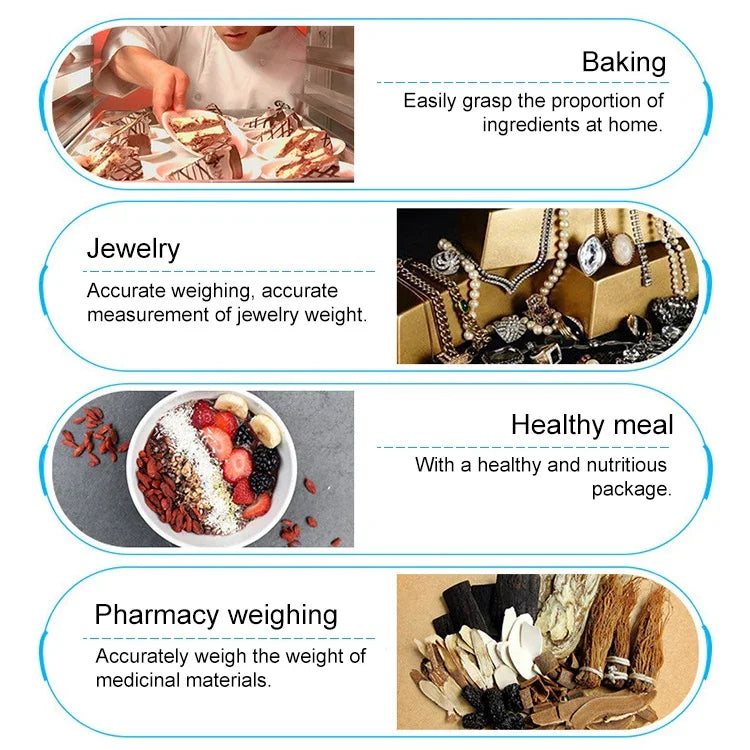 디지털 다기능 스테인리스 스틸 식품 주방 저울 LCD 디스플레이, 5kg/1g, 로즈 골드, 5kg/1g, 실버