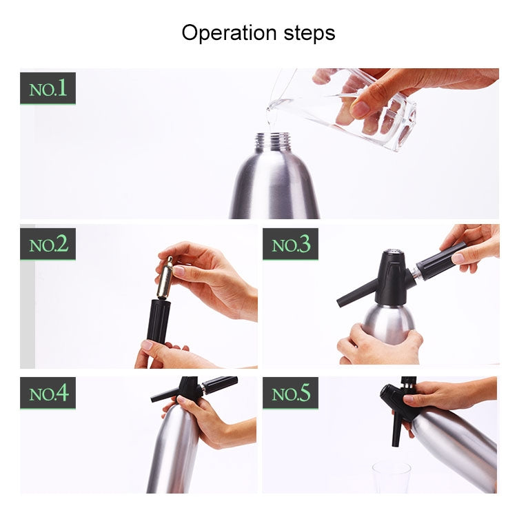 수동 소다 사이펀 CO2 디스펜서 물방울 생성기 시원한 음료 칵테일 소다 기계 알루미늄 바 DIY 소다 메이커, 용량: 1L