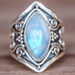 Vintage Silver Big Stone Ring for Women Fashion Bohemian Boho Jewelry, 10, 11, 5, 6, 7, 8, 9