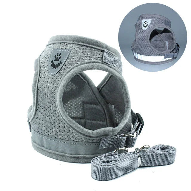 조절 가능한 폴리에스터 메시 반사 조끼 리드 목줄 애완견용, S, M, L, XL