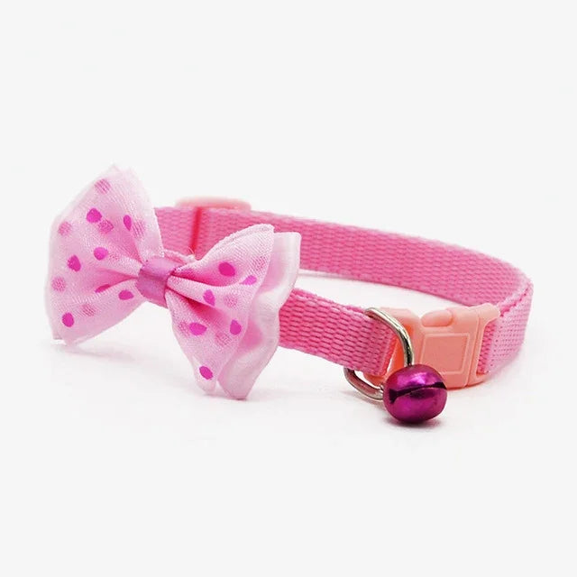 조절 가능한 리본 매듭 벨 목걸이 고양이 강아지 목걸이 애완용품