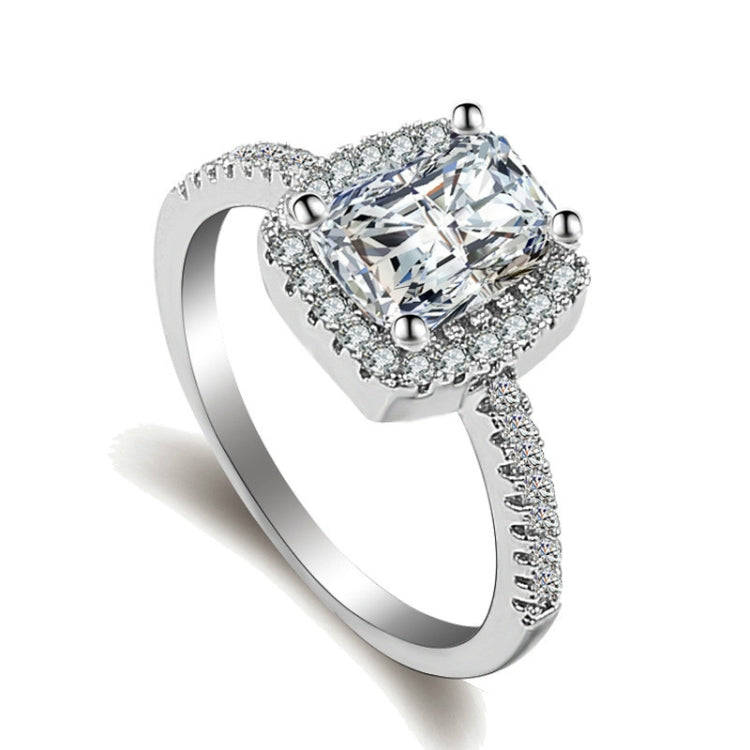 패션 빅 큐빅 크리스탈 실버 지르코니아 반지 웨딩 쥬얼리 파티 선물, 5, 6, 7, 8, 9, 10