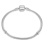 17-21cm Silver Snake Chain Link Bracelet Fit European Charm Pandora Bracelet, 20cm, 21cm, 19cm, 18cm