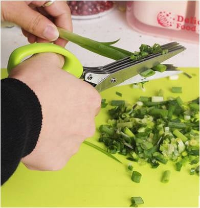 다진 5겹 바질 로즈마리 주방 가위 잘게 썬 파 커터