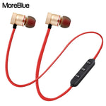 MoreBlue S07 무선 블루투스 이어폰 메탈 자석 스테레오 베이스 헤드폰 무선 스포츠 헤드셋 마이크 포함 이어버드