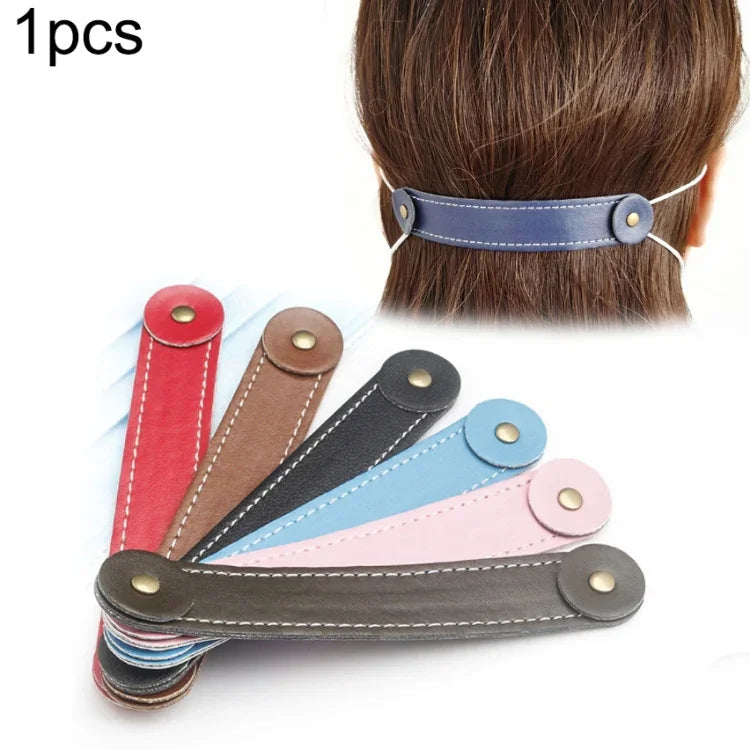 Adjustable Face Mask Ear Band Rope Anti-slip PU Leather Extension Buckle Hood