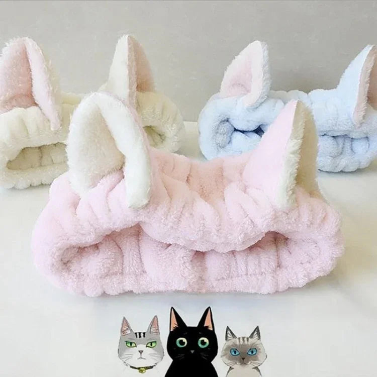 귀여운 탄성 고양이 귀 헤어밴드 여성 소녀용 메이크업 세안 헤어밴드 헤어스타일 페이셜 마스크 헤드랩 헤어밴드 헤어 액세서리