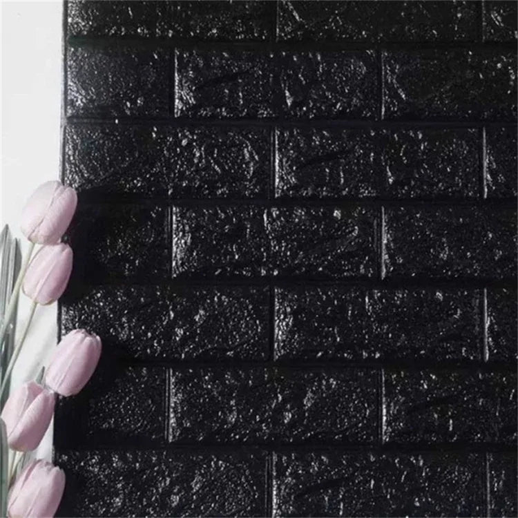 2개입 셀프 접착 방수 TV 배경 벽돌 벽지 3D 월 스티커 거실 벽지 벽화 침실 장식 스티커, 70cm x 77cm