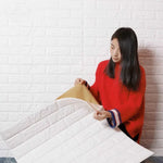 2개입 셀프 접착 방수 TV 배경 벽돌 벽지 3D 월 스티커 거실 벽지 벽화 침실 장식 스티커, 70cm x 77cm