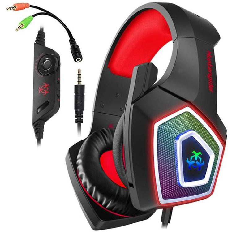V1 3.5mm RGB 컬러풀 발광 유선 컨트롤 게이밍 헤드셋, 케이블 길이: 2.2m