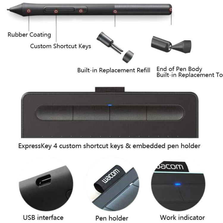 Wacom CTL-4100 태블릿 인튜어스 손그림 보드 컴퓨터 드로잉 보드 필기 보드, CTL-4100