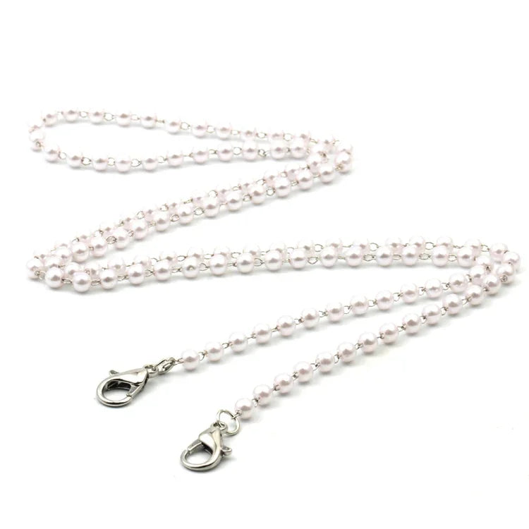 Mask Lanyard Handmade Crystal Bead Chain Anti-Drop Hanging Glasses Chain, White