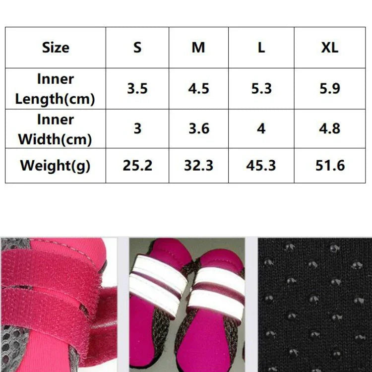 4 in 1 반려동물 신발 개 신발 산책 신발 소형견 용품, S, M, L, XL