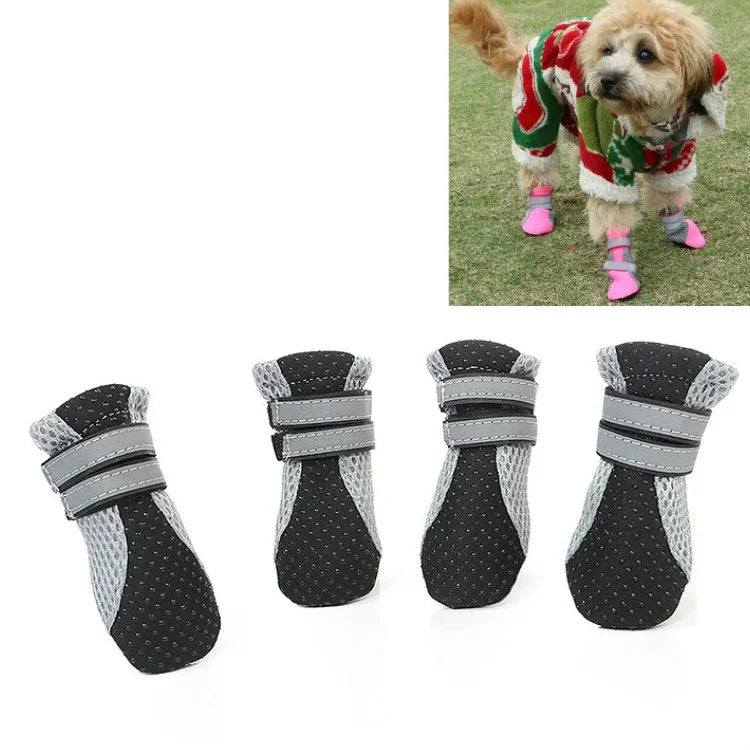 4 in 1 반려동물 신발 개 신발 산책 신발 소형견 용품, S, M, L, XL