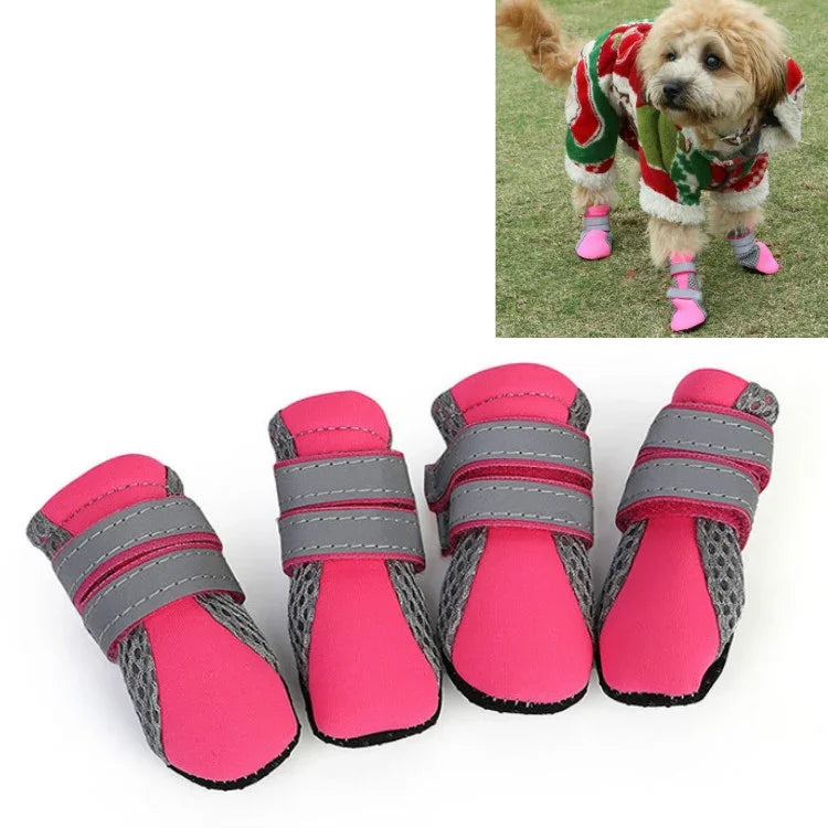 4 in 1 반려동물 신발 개 신발 산책 신발 소형견 용품, S, M, L, XL