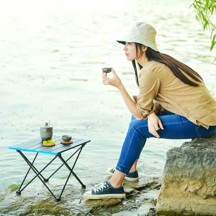 야외 알루미늄 합금 접이식 테이블 캠핑 피크닉 휴대용 접이식 테이블 바비큐 테이블 가판대 소형 식탁, 소형, 중형, 대형