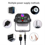 MN-R60 USB 충전식 미니 음성 활성화 레이저 라이트 크리스마스 홈 엔터테인먼트 플래시 LED 레이저 분위기 조명 무대 조명