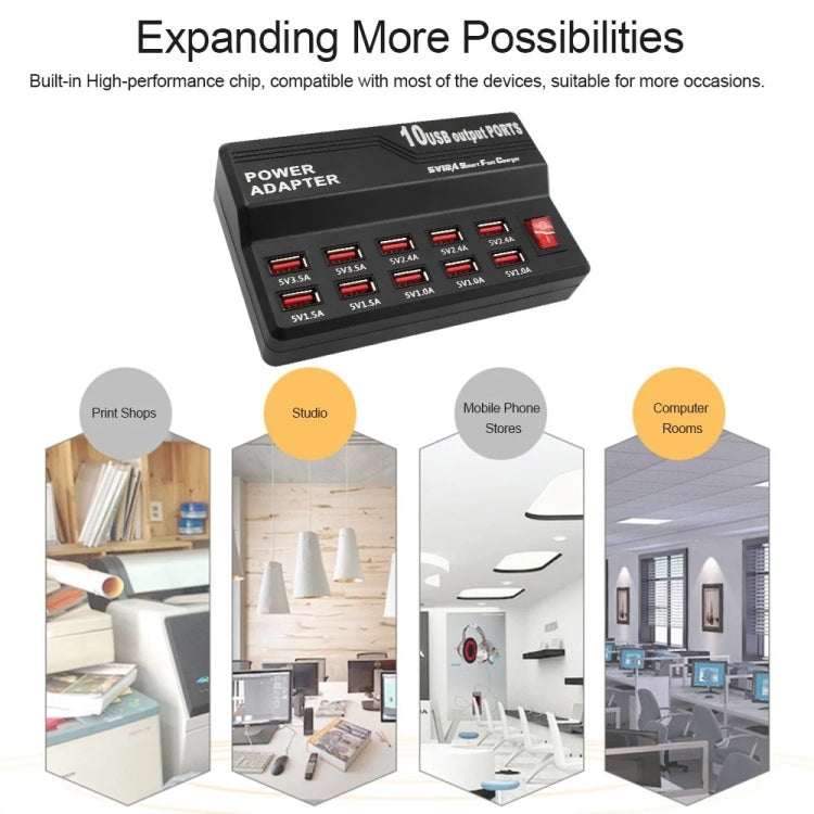 100-240V USB 인터페이스 스마트 고속 충전 디지털 전자 충전기 다기능 충전기, 미국 플러그, 10포트, 12포트
