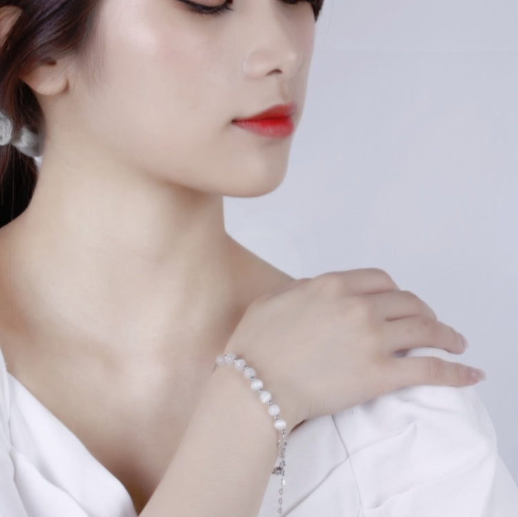S925 스털링 실버 천연 크리스탈 오팔 팔찌 러브 팔찌, 플래티넘, 골드, 로즈 골드