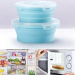 전자레인지용 휴대용 접이식 도시락 원형 실리콘 도시락 무작위 색상 배송, 용량:350ml, 350ml, 500ml, 800ml, 1200ml
